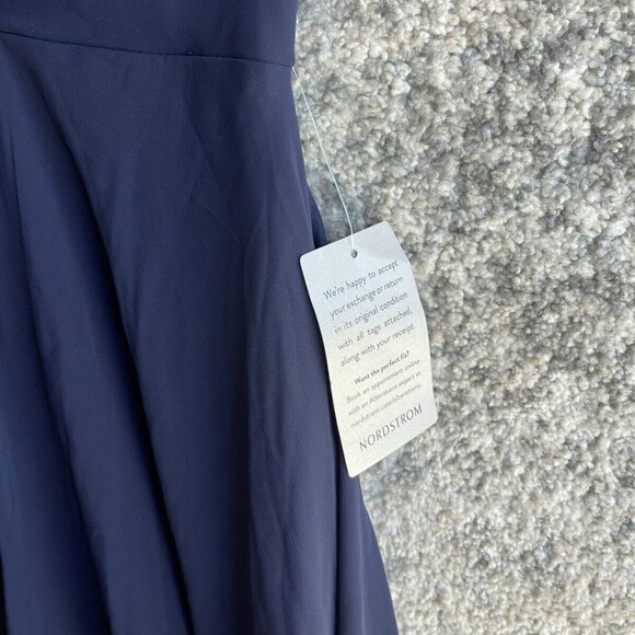 Eliza J Navy Blue Embellished High/Low Chiffon Dress Size 10 $188 - Picture 6 of 14